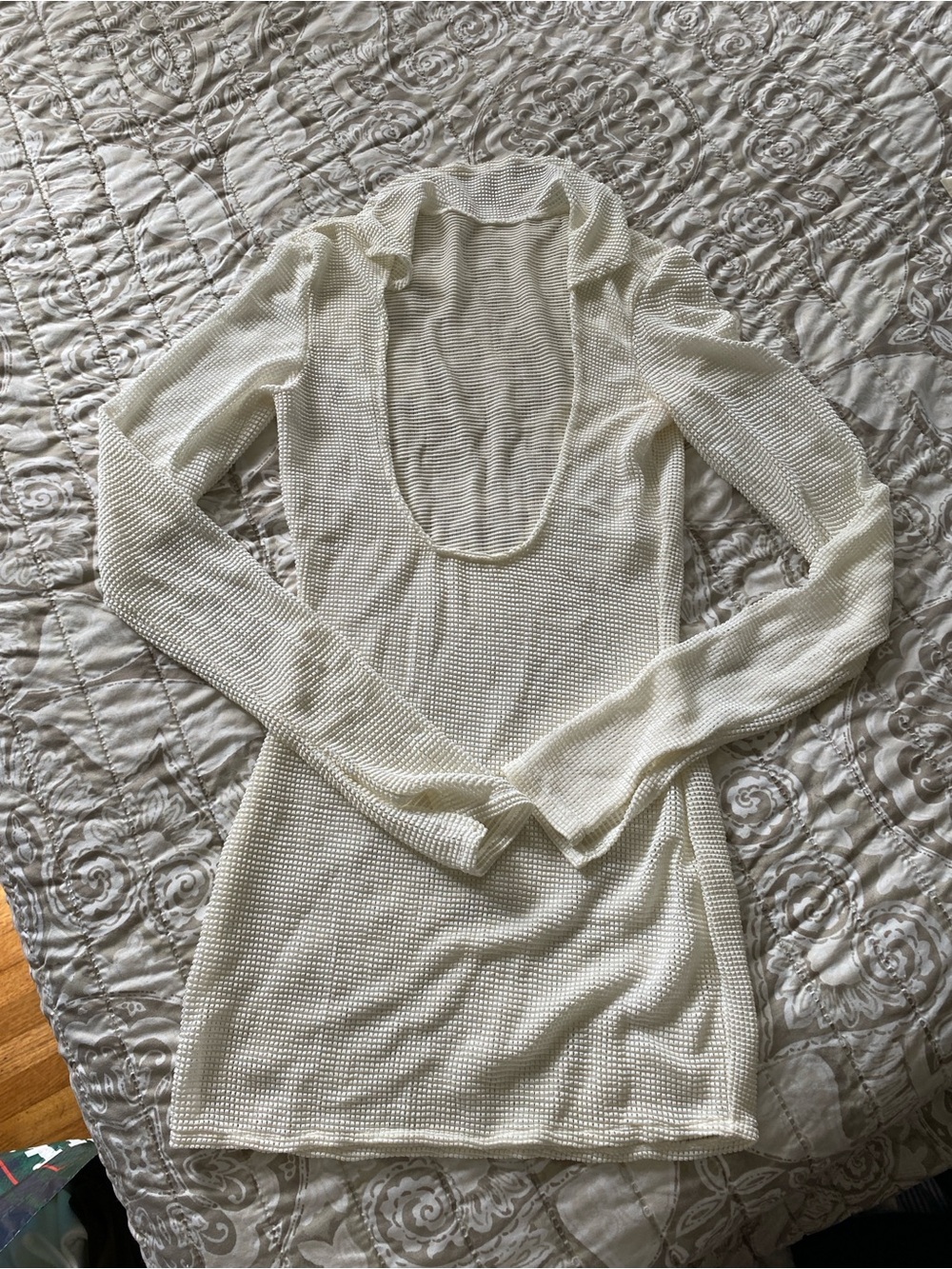 White Sheer Long Sleeve Cover Up Dress